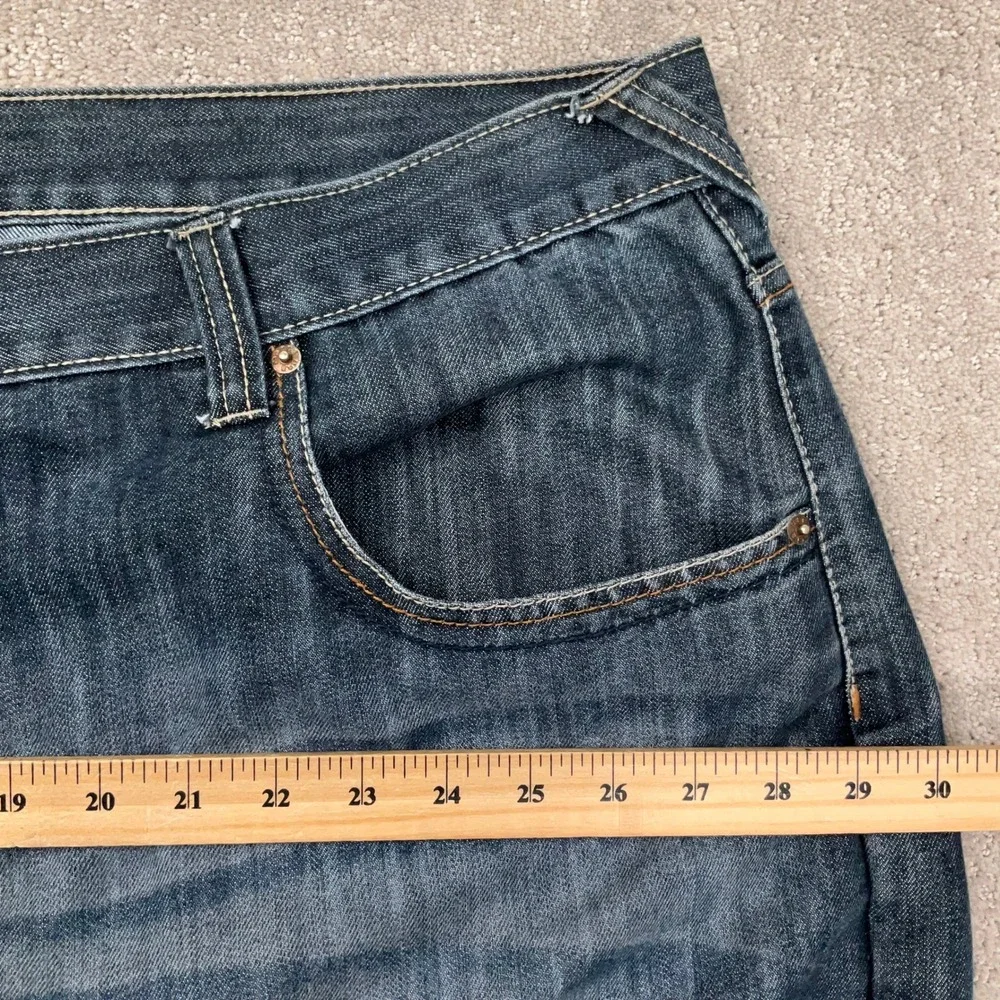 Mecca Jeans Mens‎ 52W 32L Blue Fade Whisker Stitched Relaxed Fit Y2K Urban Denim